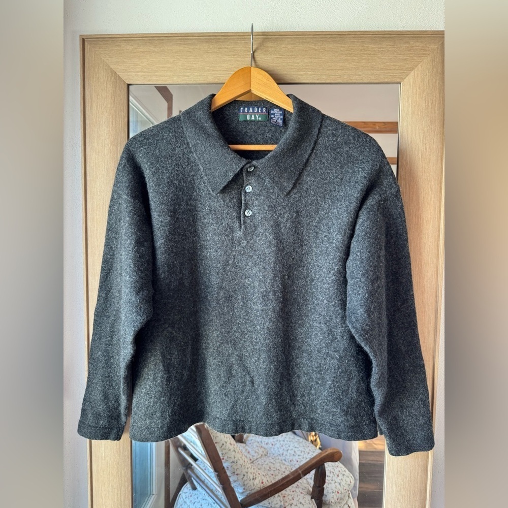 Trader Bay Collared Merino Wool blend Henley Top XL